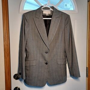 Jones New York Suit Gray Pinstripe Blazer Jacket Size 8 Workwear Corpcore Office